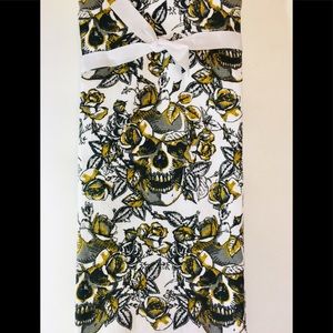 2 Halloween Skull Roses Gold Glitter Kitchen Towel
